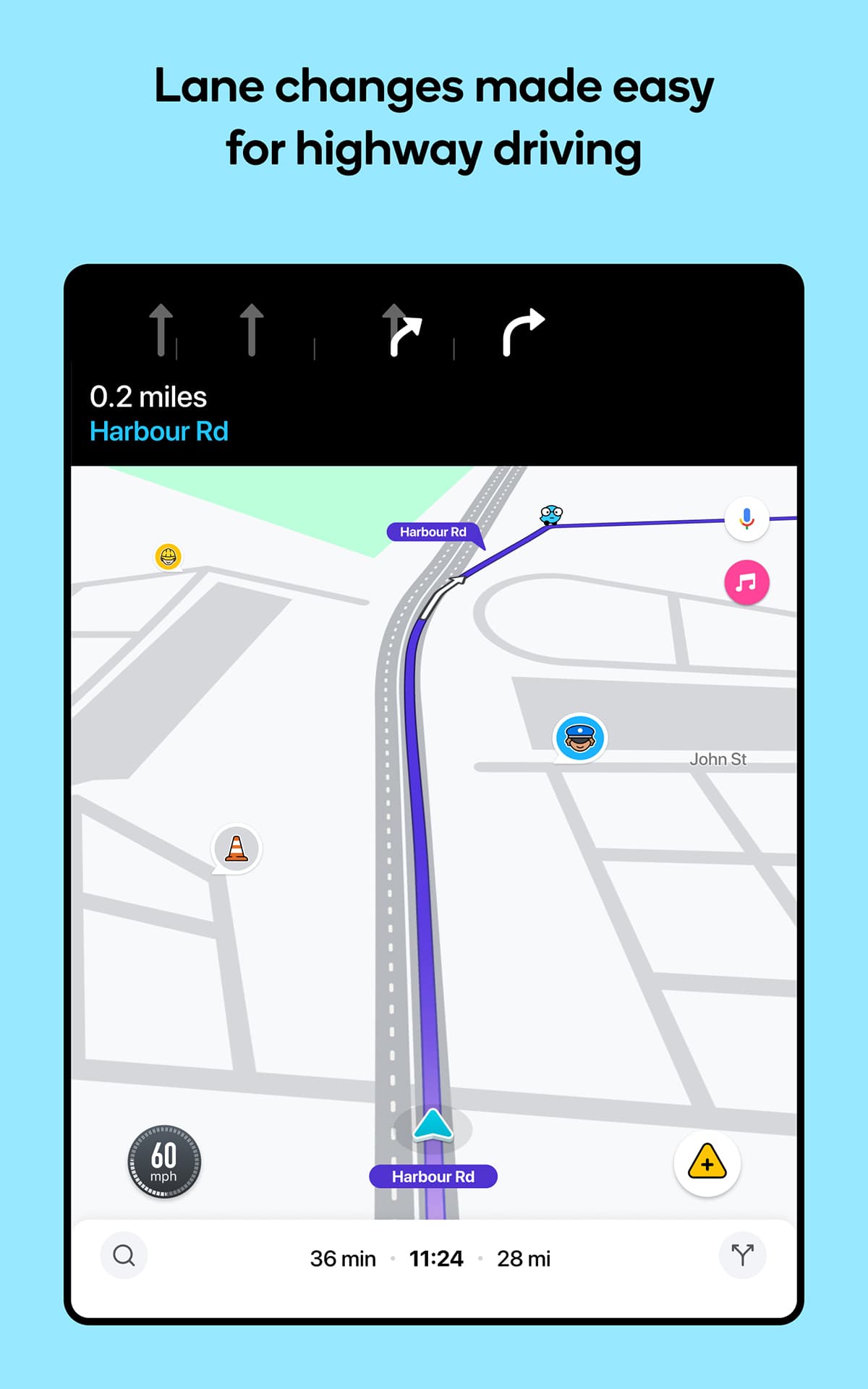 Waze lane change